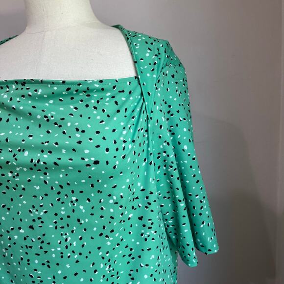 Ann Taylor Square Neck 3/4 Sleeve Green Career Blouse Size XL Petite - Picture 6 of 9
